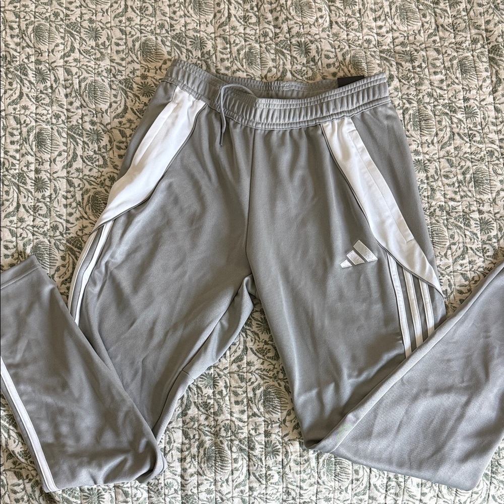 adidas Light Gray Joggers with White Stripes